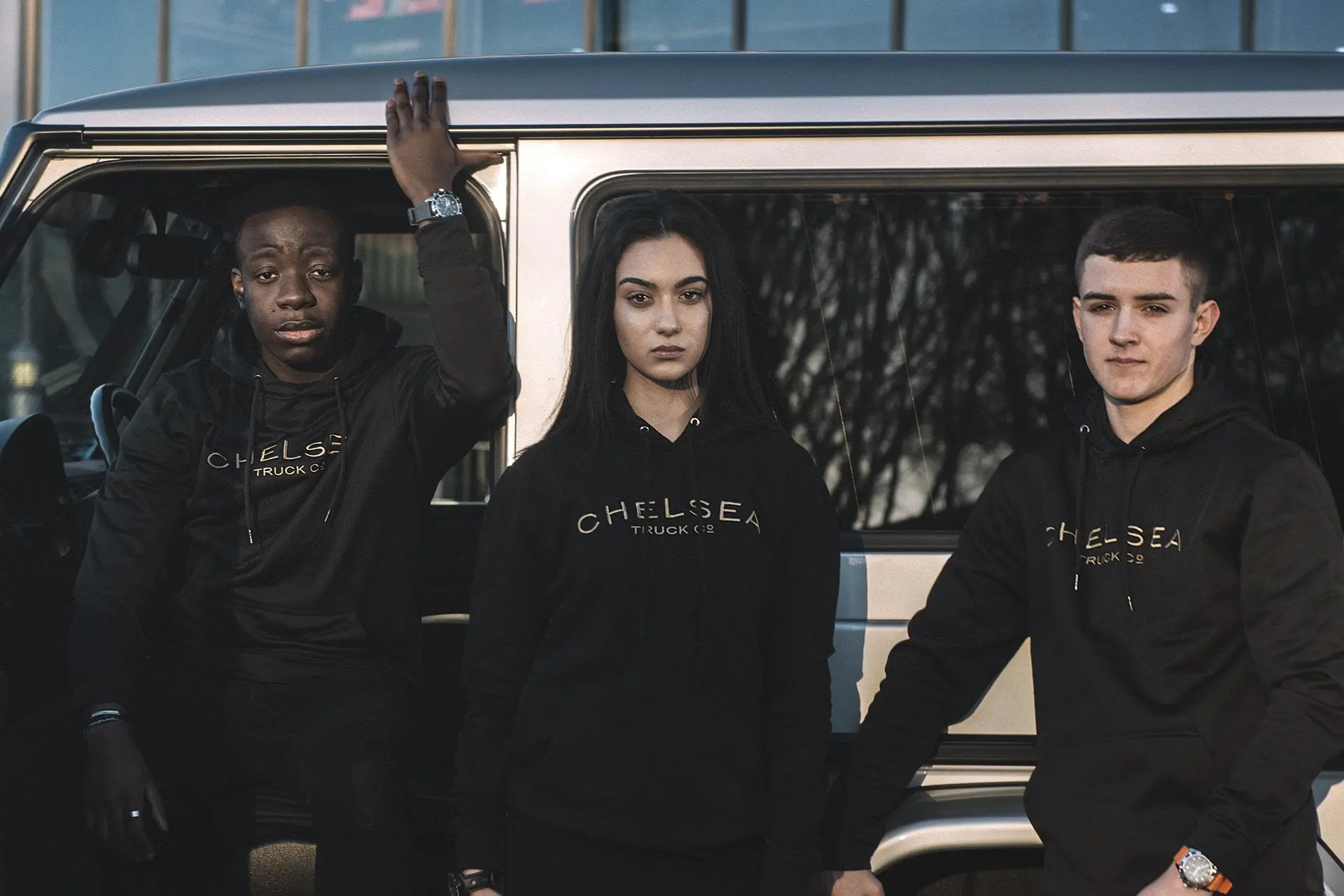 Black with Gold Embroidery Chelsea Truck Co Hoodie - Image 5