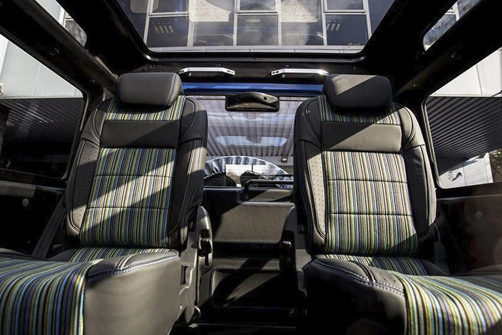 Land Rover Defender 90 Stripe Pattern Leather Interior - Image 5